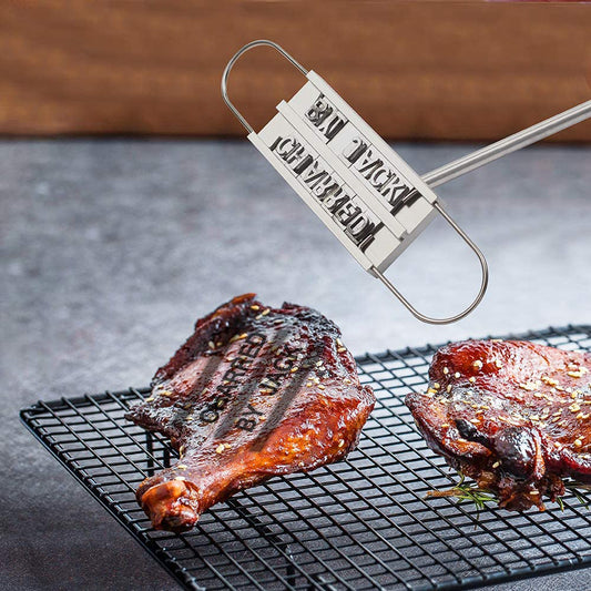 Grillzubehör "BBQ Branding-Eisen" für Fleisch - Stempel mit 55 Buchstaben