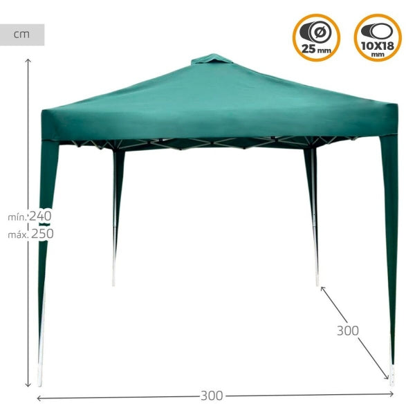 Marquee (3.5 x 3.5 m) with solar LED lighting - Elegant gazebo