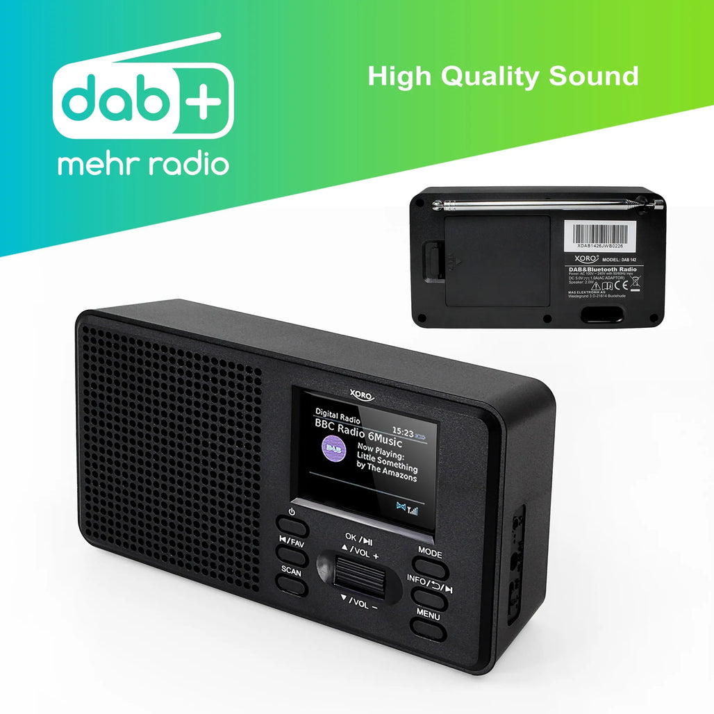 Radio Transistor (DAB/DAB+/UKW) von Xoro - Bluetooth & Farbdisplay