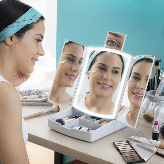 Make-up mirror "Ledflect" 4-in-1 with LED magnifying mirror