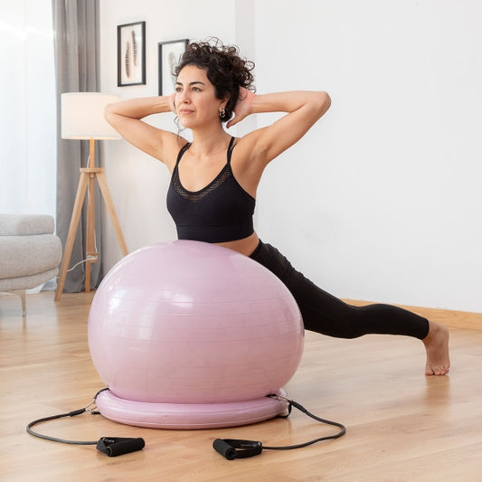 Gymnastikball-Set "Ashtanball" für Yoga - Mit Stabilitätsring & Bändern