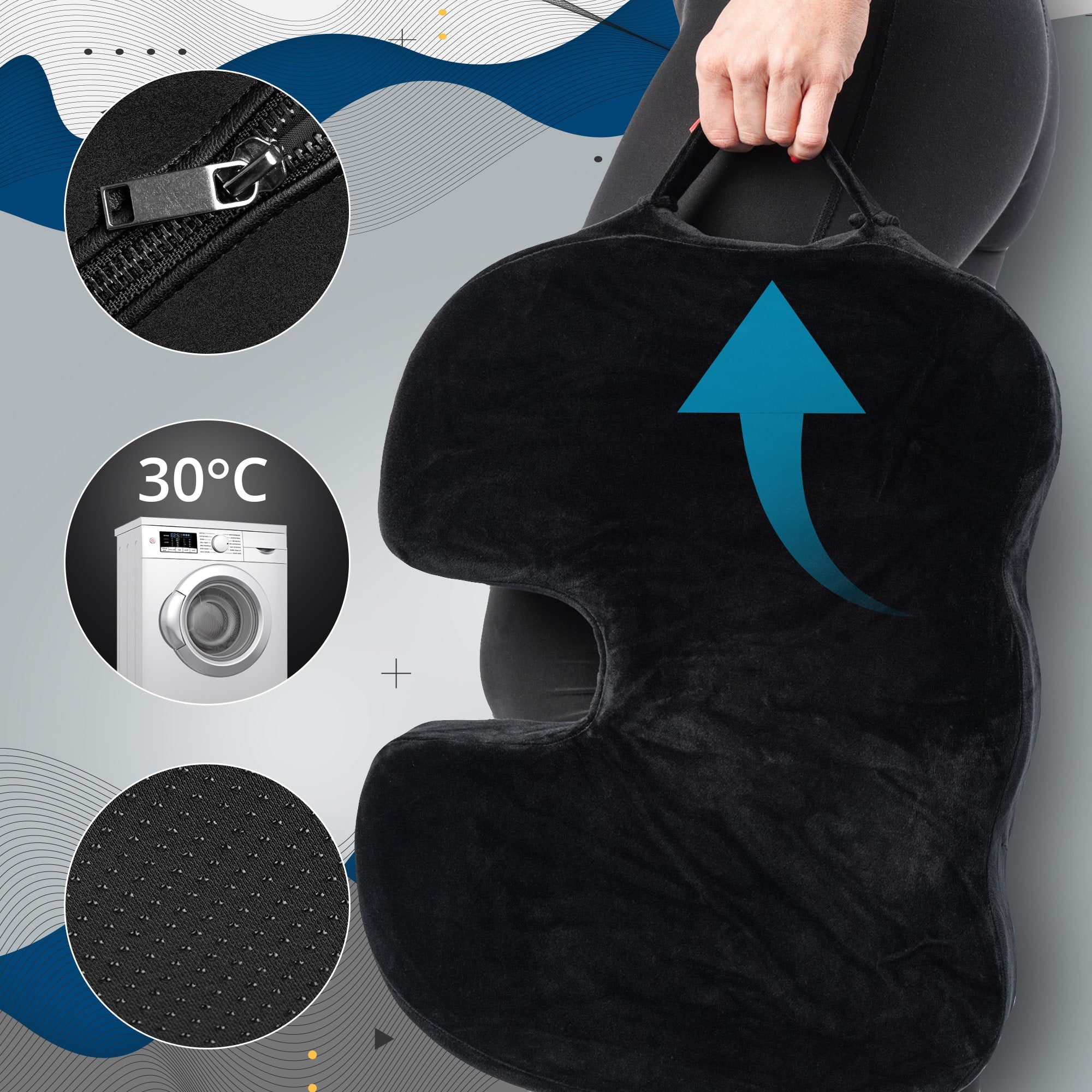 Cushion - Orthopedic seat cushion improves sitting posture and blood circulation