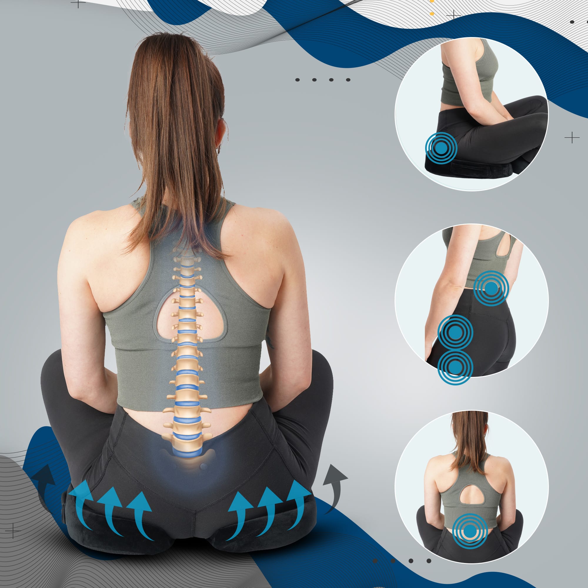 Cushion - Orthopedic seat cushion improves sitting posture and blood circulation