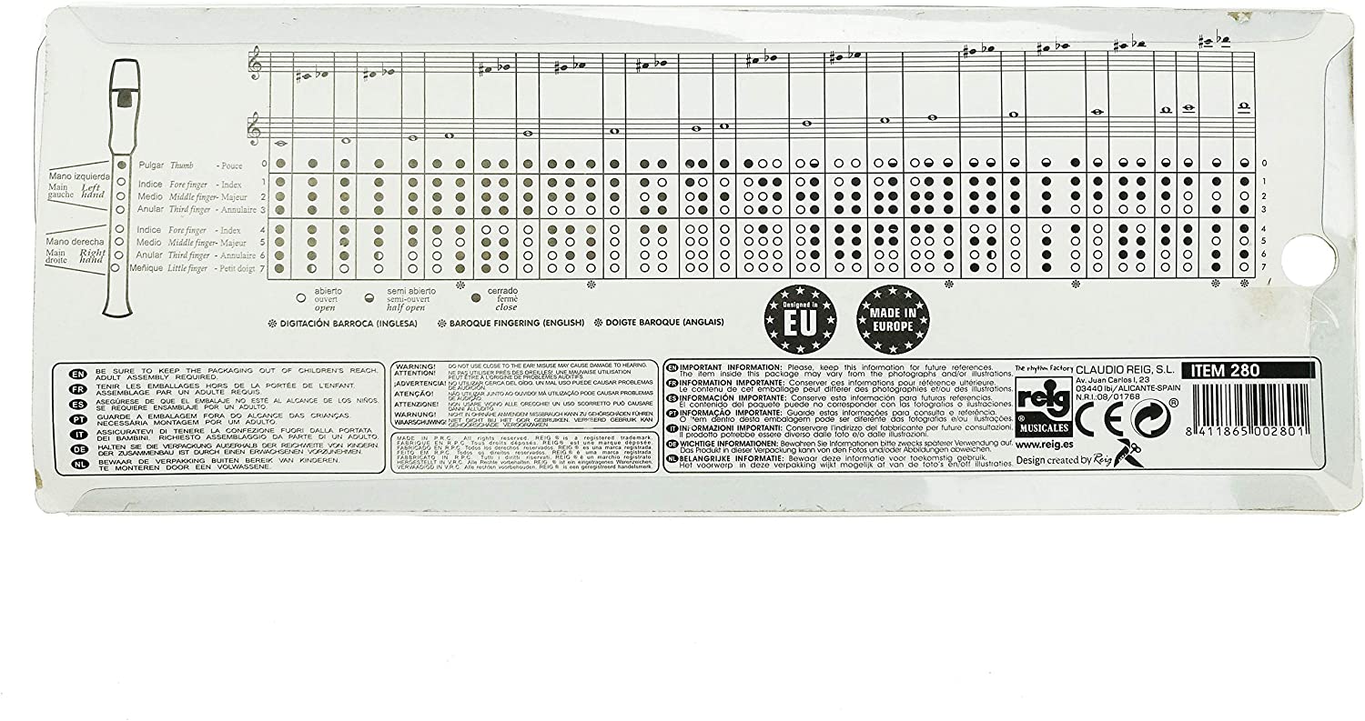 Musikinstrument Flöte De Luxe von Reig - Blockflöte mit Reiniger & Partitur