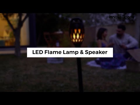 Lampe de jardin & Enceinte BT 2-en-1 - Avec flammes LED