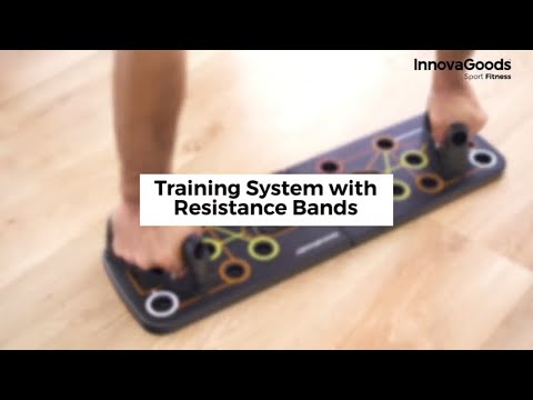 Training system with exercises - push-up board, hand grips & resistance bands